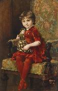 Alois Hans Schram Young Girl with Doll oil painting reproduction